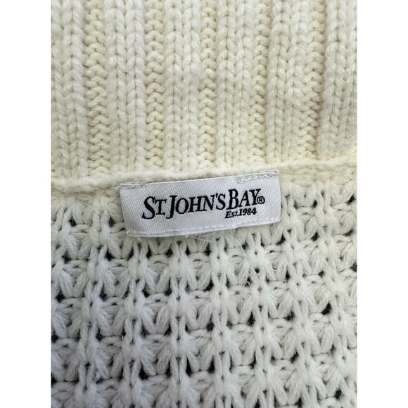 St. John’s Bay Ivory Cable Knit Full Zip Cardigan Sweater Women’s XL Fisherman - Picture 7 of 8